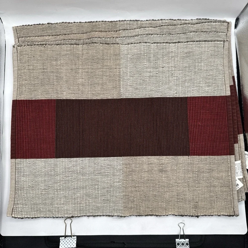 Pier 1 One Imports Set of 4 Placemats and Napkins Red Asian Crackle Color Block